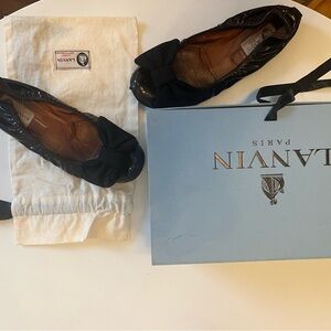 LANVIN Black Ballerina Flats with Bow sz 39.5